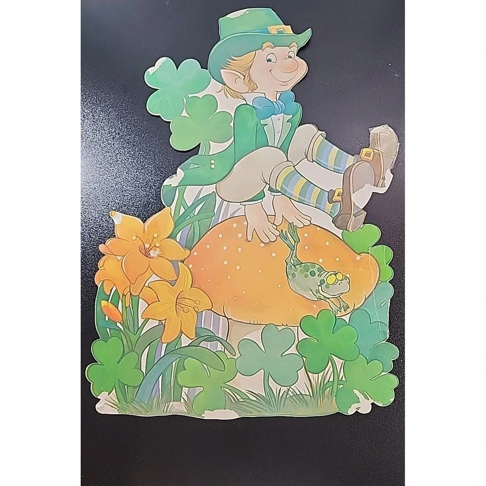 VINTAGE ST.‎ PATRICK'S DAY IRISH DIE CUT Dancing LEPRECHAUN